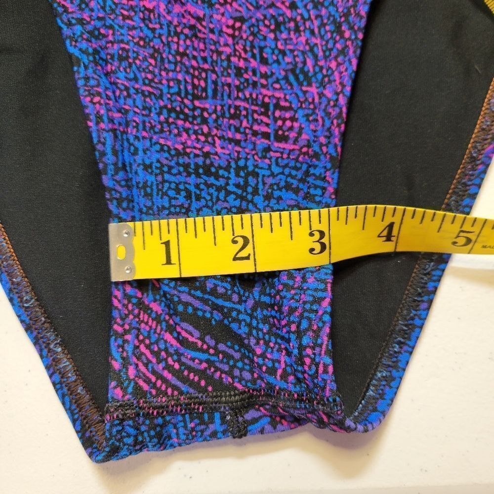 Speedo Endurance Blue Purple Hot Pink Patterned One Piece Swimsuit Open Back - Picture 11 of 16